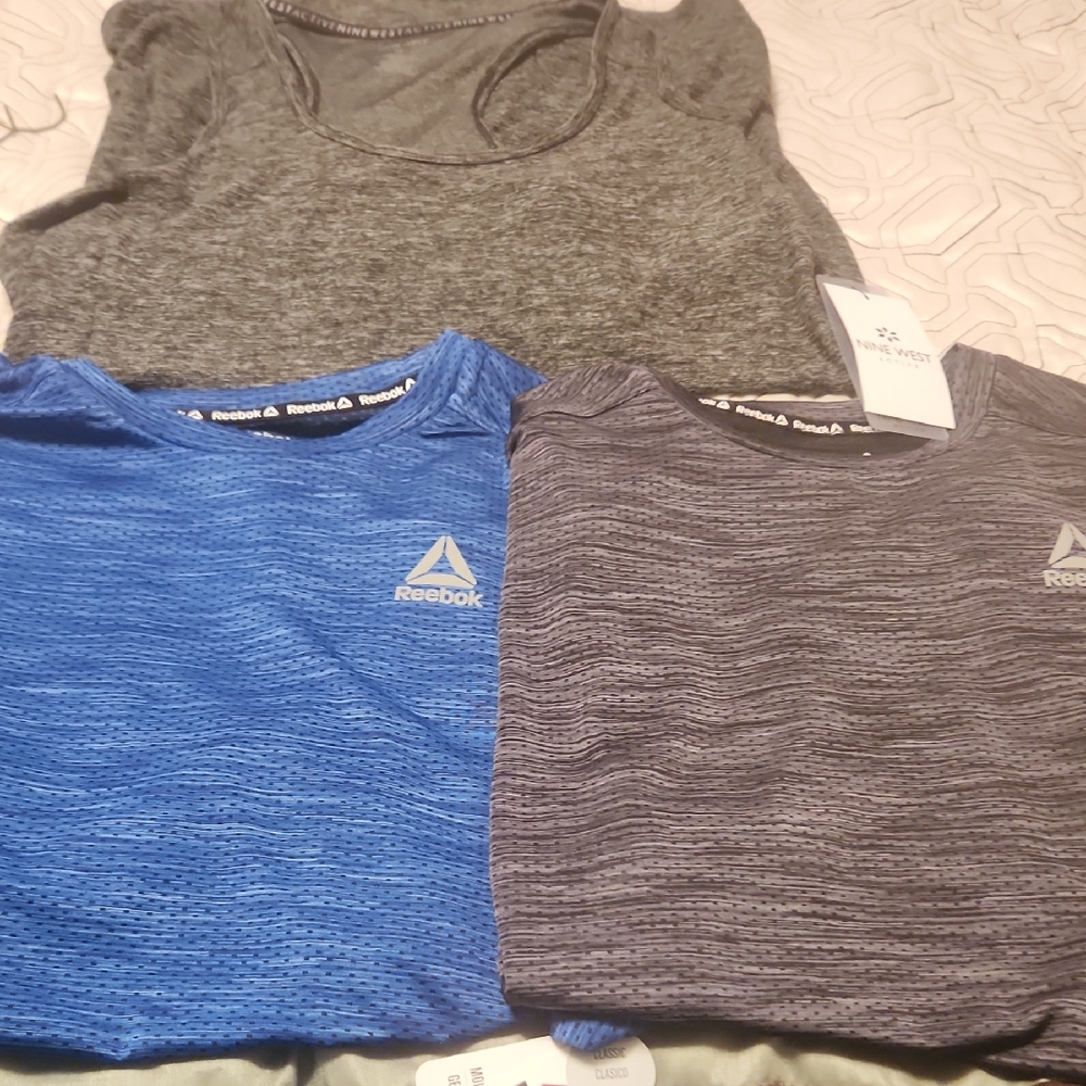 Blue And Gray Tops (Men) And Nine West Athletic  Workout Top (Women)